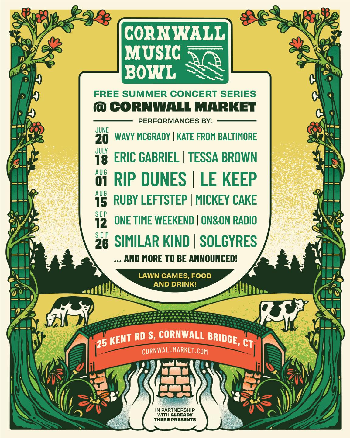 Cornwall Music Bowl free summer concert series poster