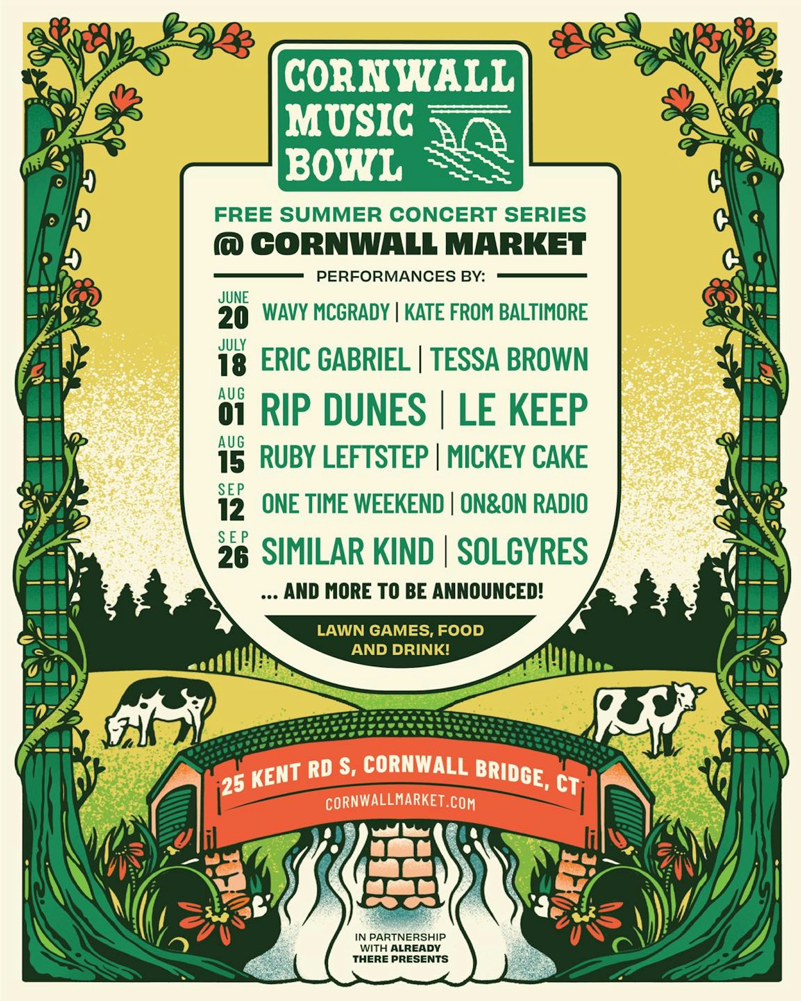Cornwall Music Bowl free summer concert series poster
