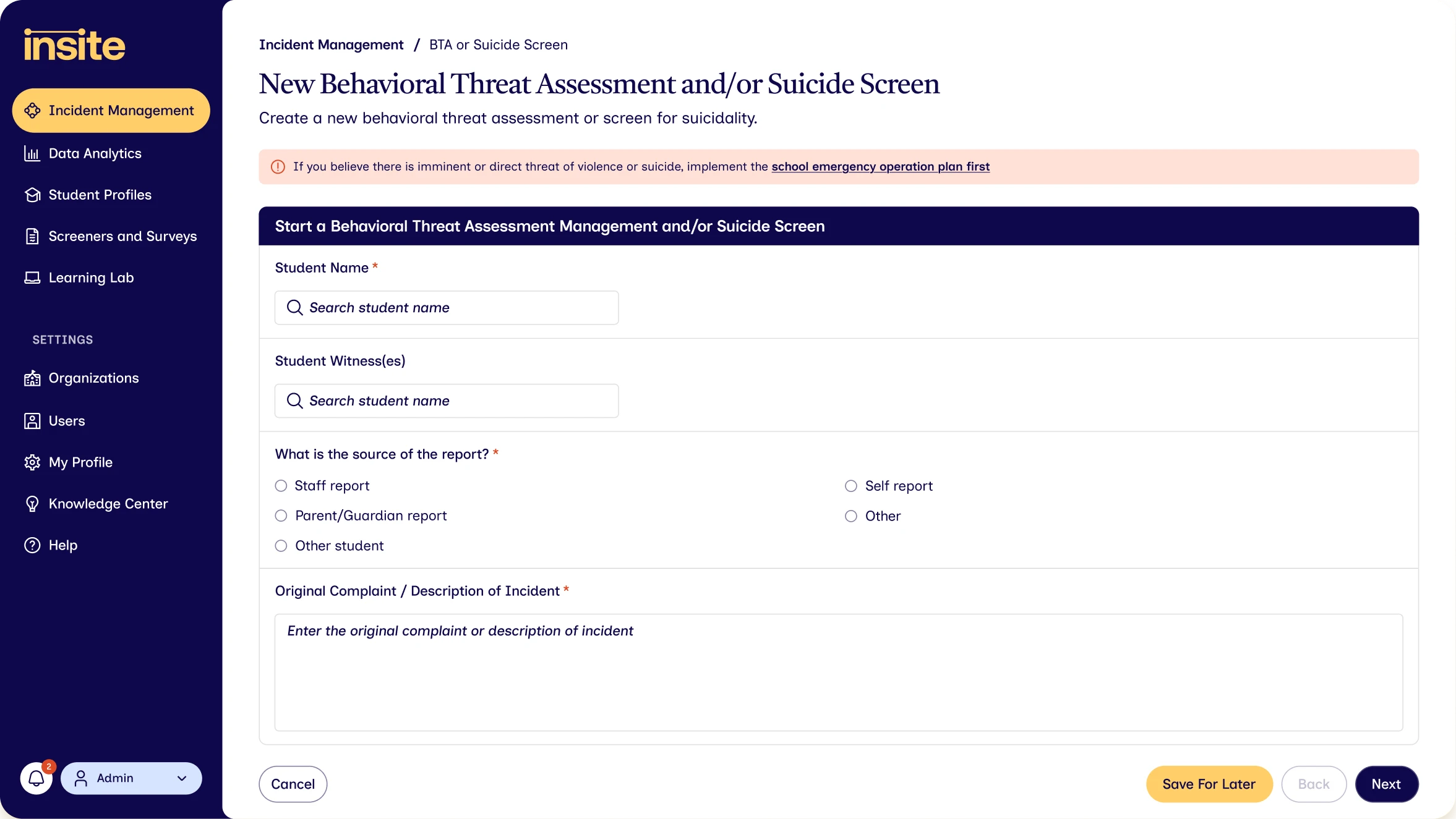 Suicide Screening & Behavioral Threat Assessment & Management (BTAM)