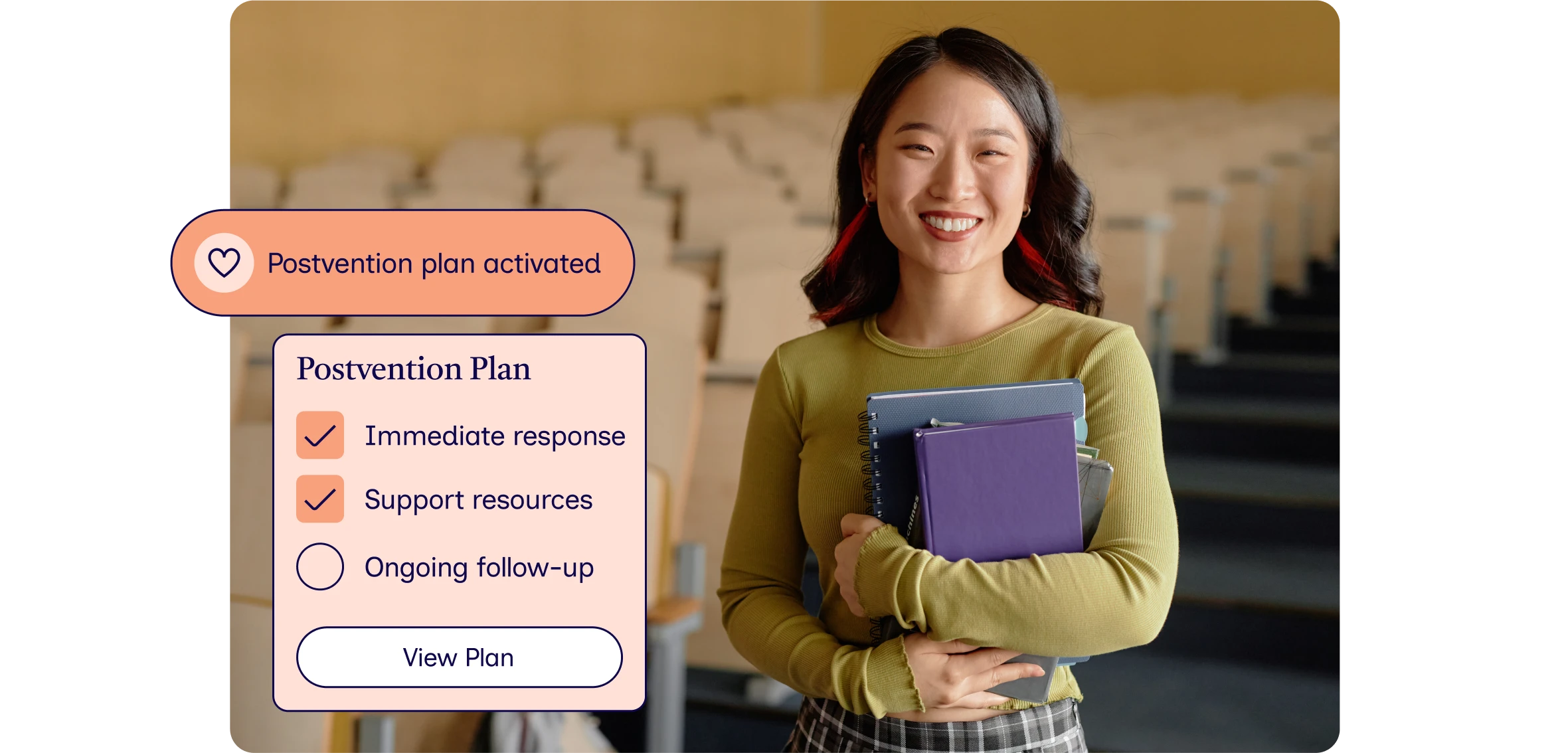 Sustained follow-up through postvention