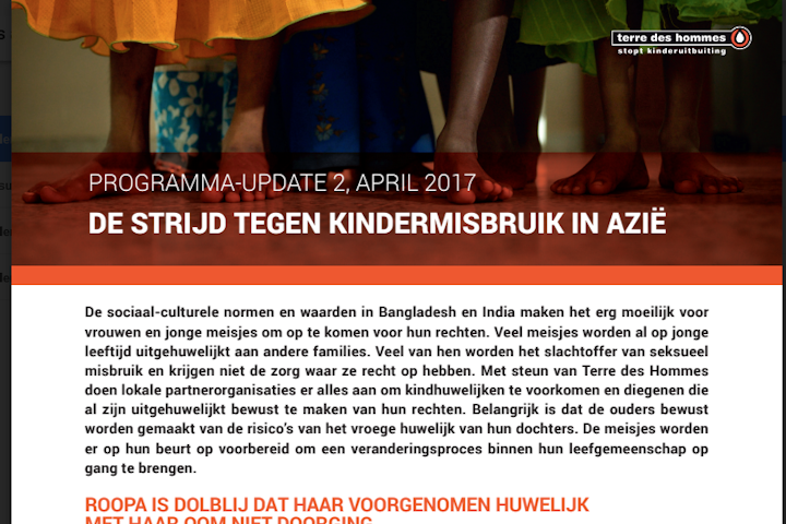 Programma update: Kindermisbruik in Azie april 2017 