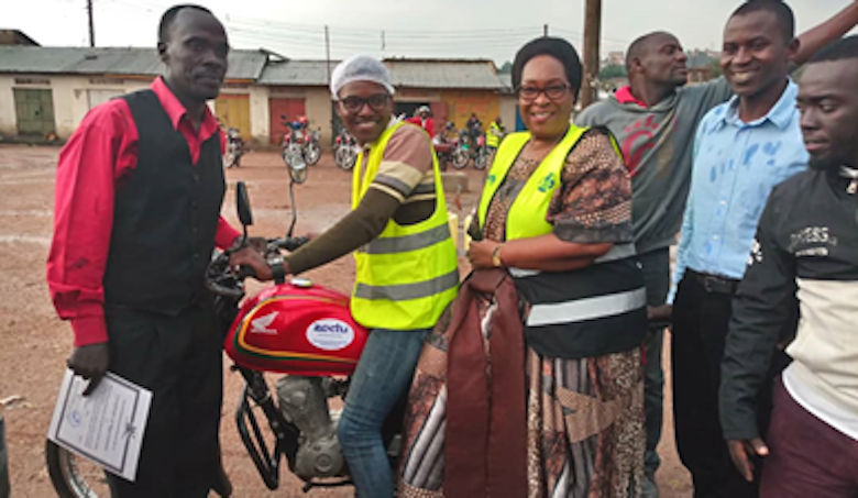 Motorbike (or boda boda) riders in Kampala