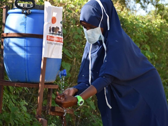 Girl washing her hands in Marsabit County, Kenya