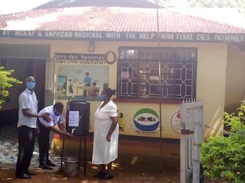 Handwashing station at the Child Protection Unit in Busia on the border with Uganda