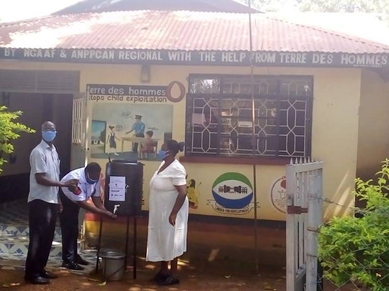 Handwashing station at the Child Protection Unit in Busia on the border with Uganda