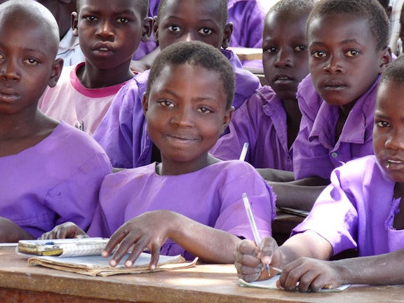 School children in Uganda before the COVID-19 outbreak
