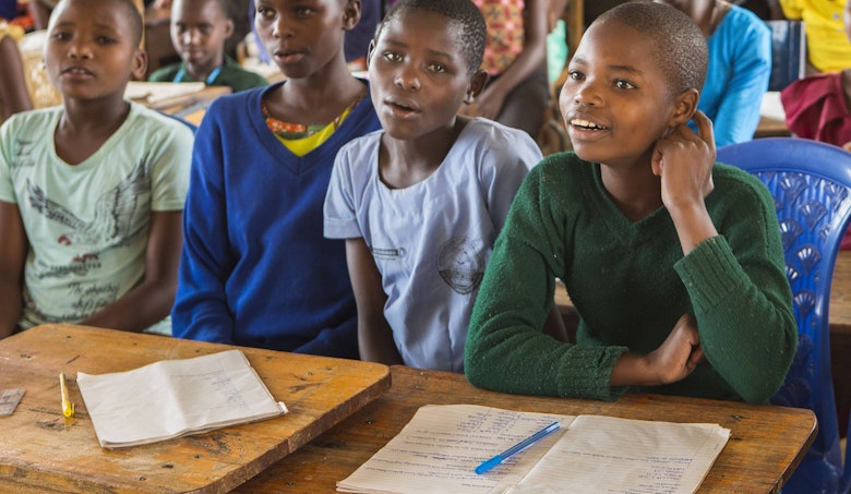 Girls in Masanga, Tanzania during an awareness class on FGM