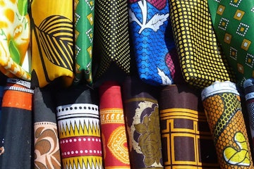 African fabrics in a shop