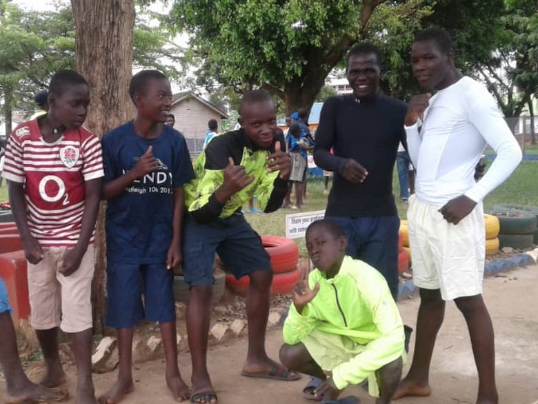 Dan with his friends after their rescue