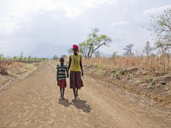 Child on the move in Napak district, Uganda