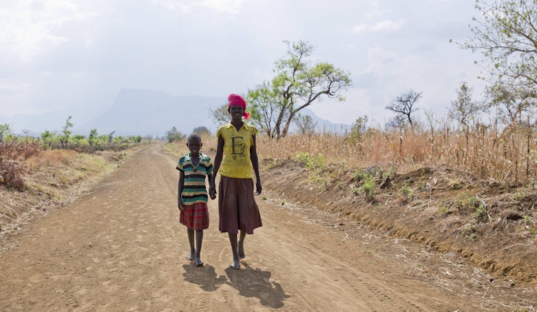 Child on the move in Napak district, Uganda