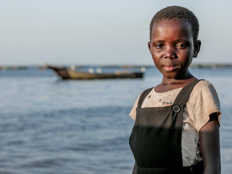 Sophia at the shores of Lake Victoria