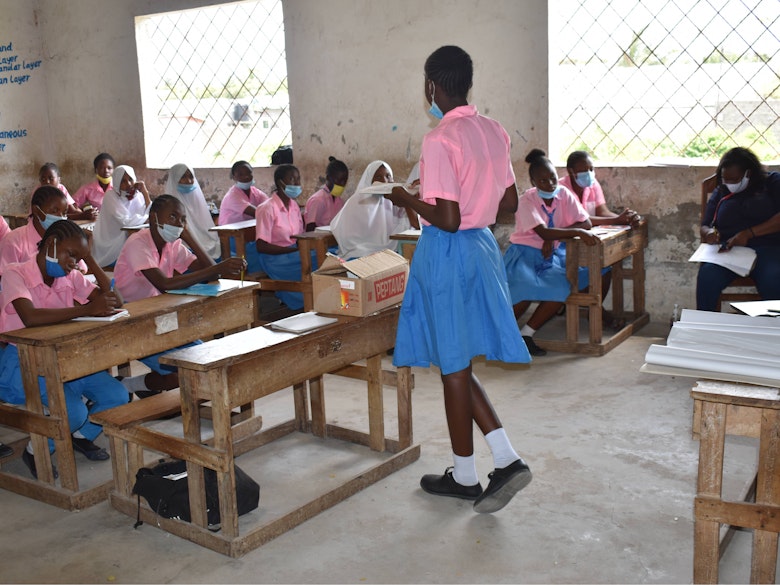 child rights club member doing a presentation