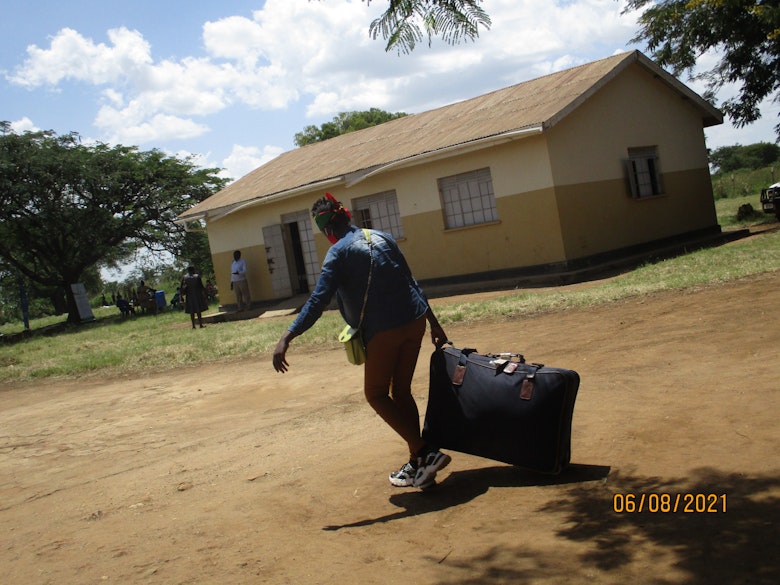 Girl arriving at the rehabilitation centre