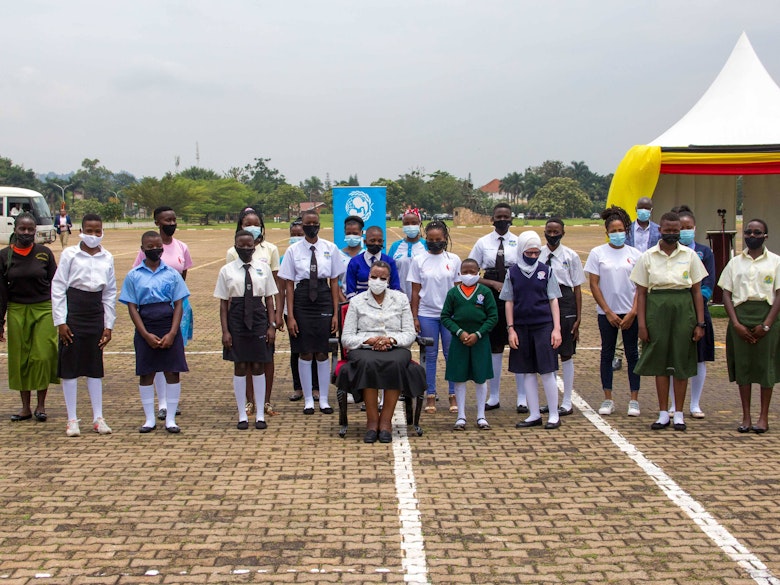 Her Excellency Janet Museveni with girl advocates