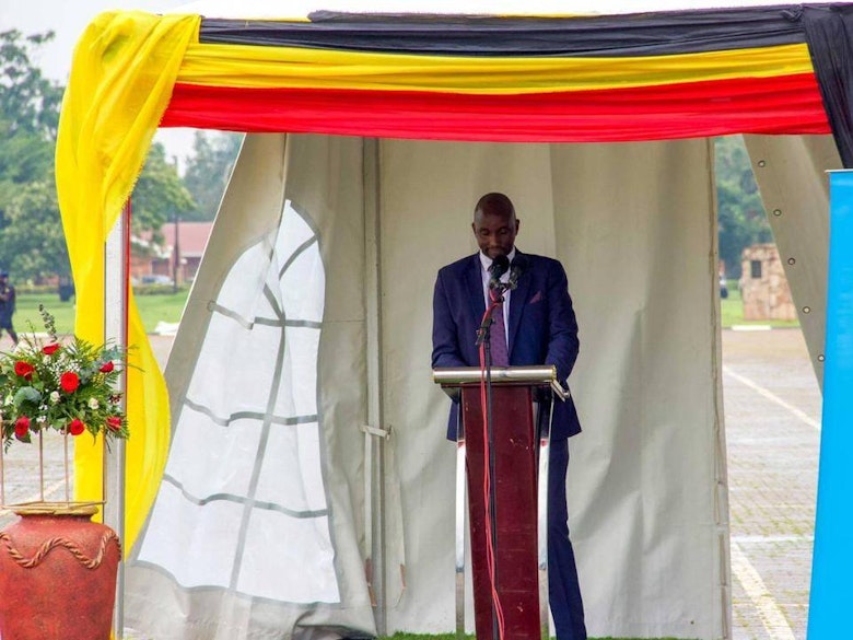 James Yesiga delivering speech