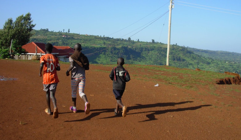 Peter and his friends doing the morning training