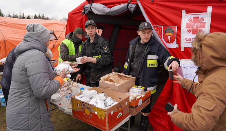 Hulp aan de Poolse grens, beeld Caritas Polen