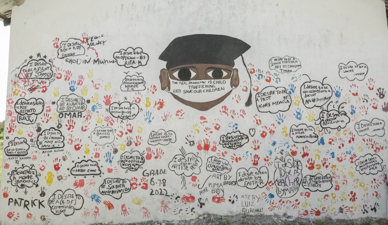 A mural painted by children