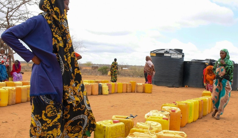Woman fetching water in Marsabit county