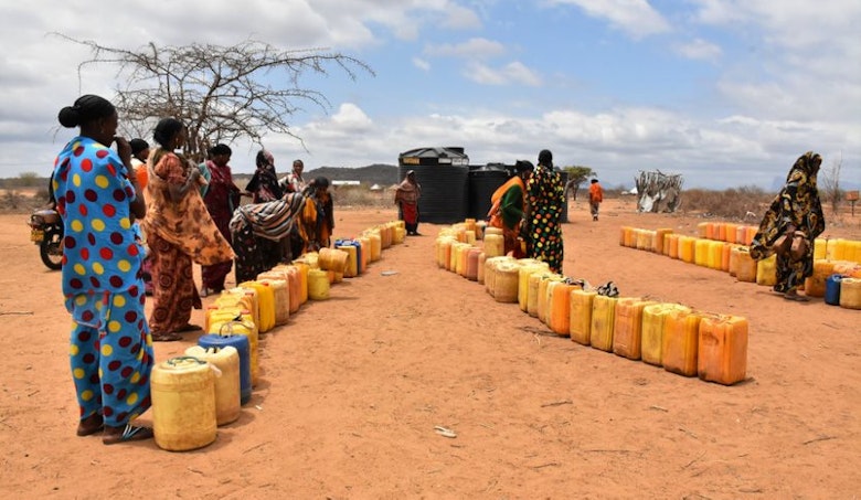 Women fetching water in Moyale, Kenya