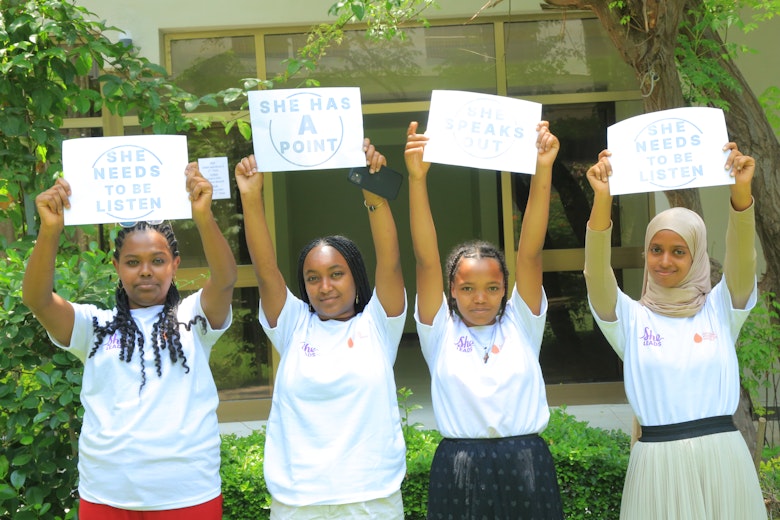 Semaria with her peer She Leads advocates