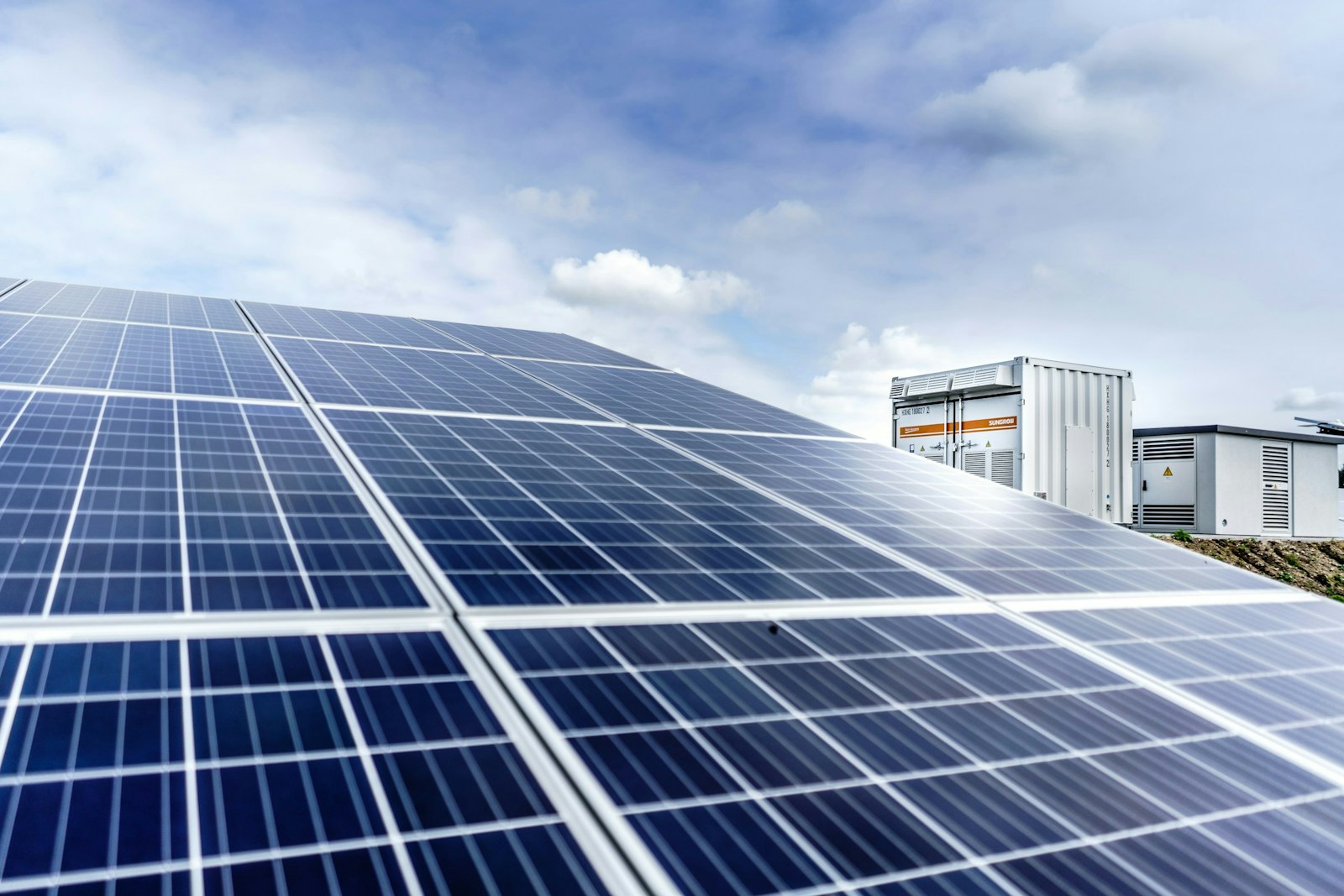 Blue and white solar panels.