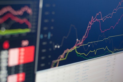 Close-up photo of monitor displaying graph.
