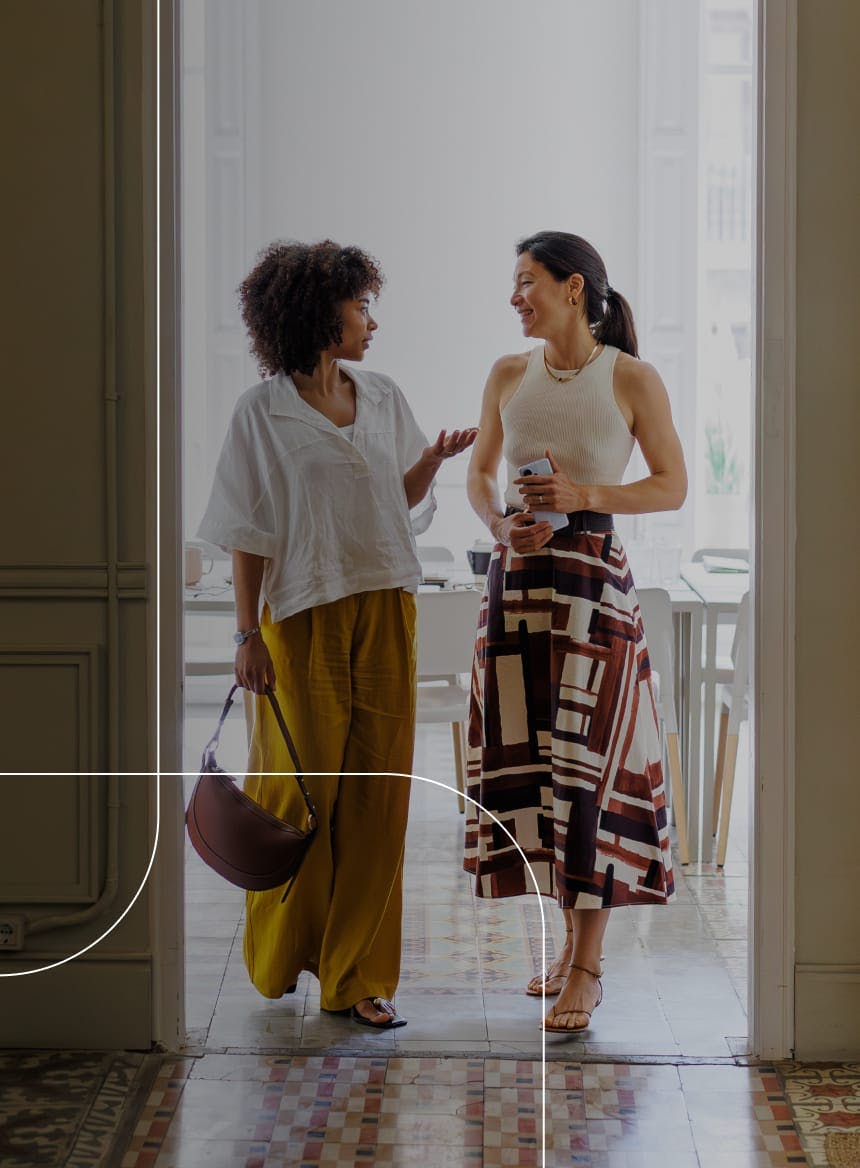 two women talking