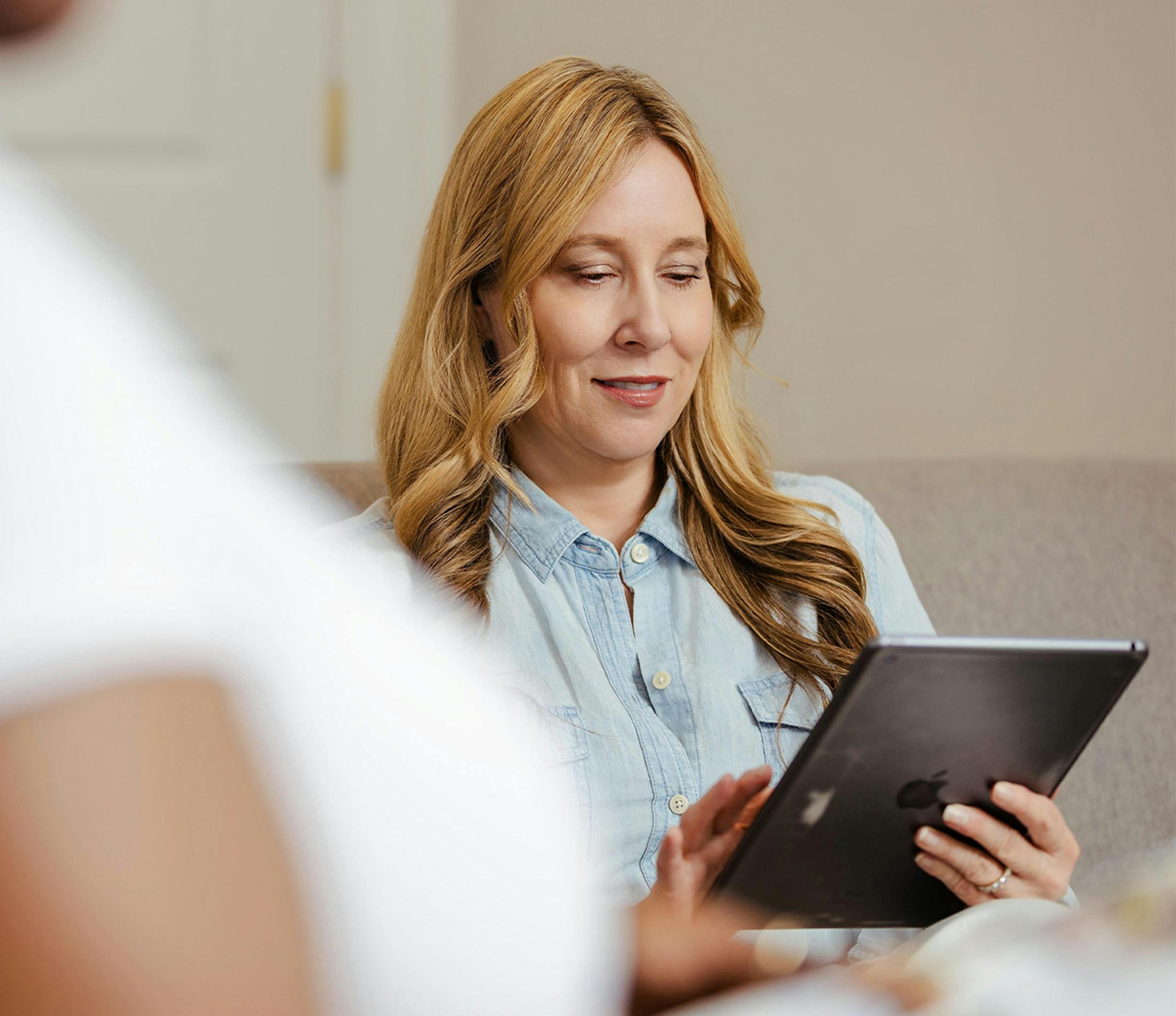 woman on a tablet