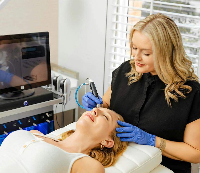 patient undergoing a nonsurgical face treatment
