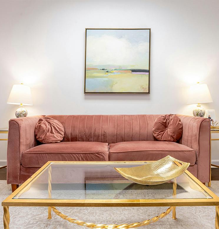 pink sofa