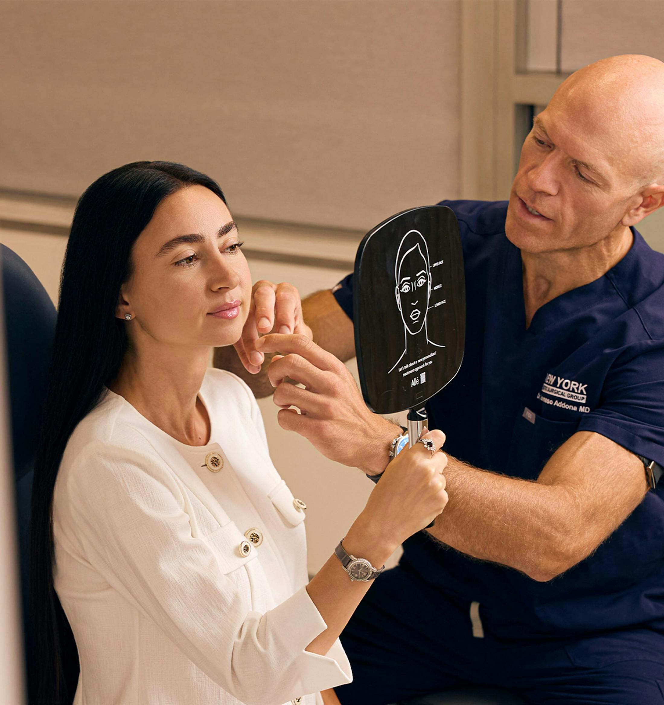 A doctor helping a patient