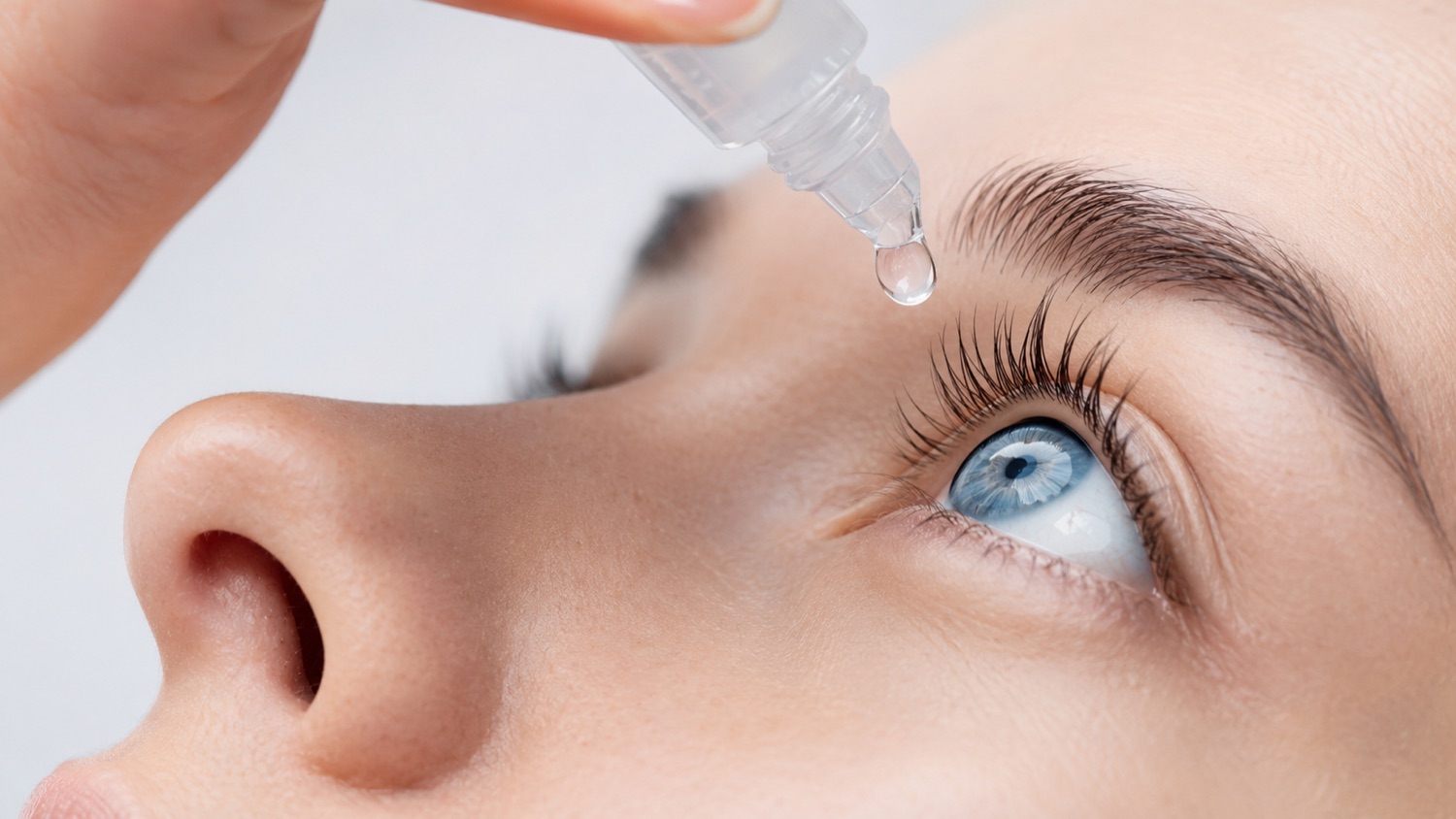 A patient undergoing an ophthalmic eye examination