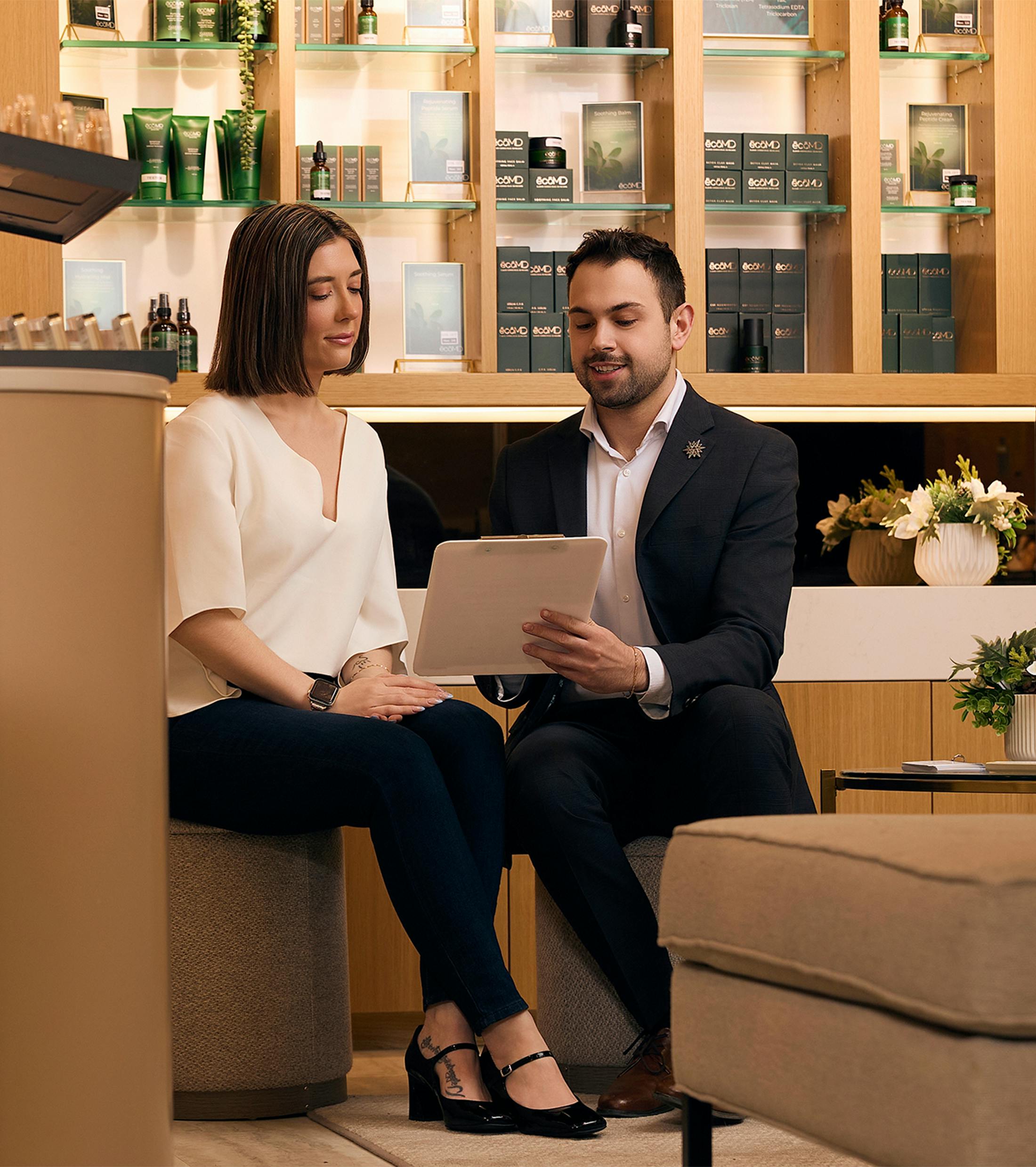 doctor and patient looking at paperwork