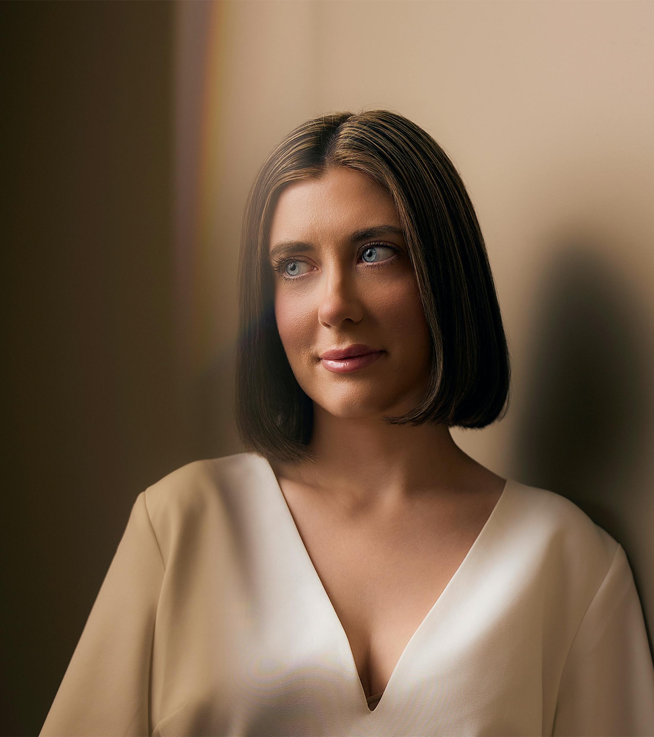 woman looking to the side