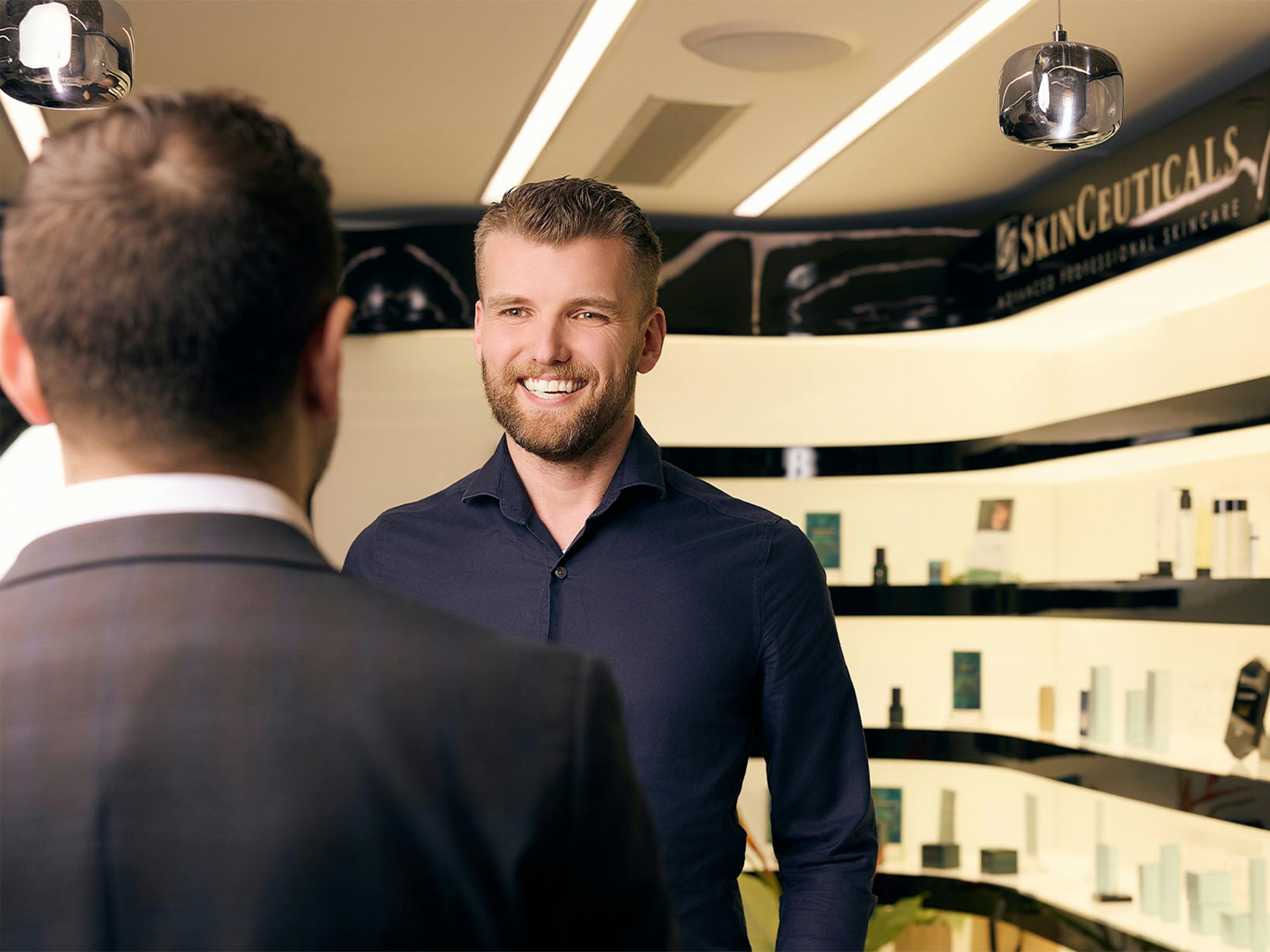 a man smiling