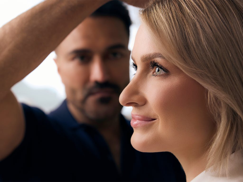 A woman's side profile