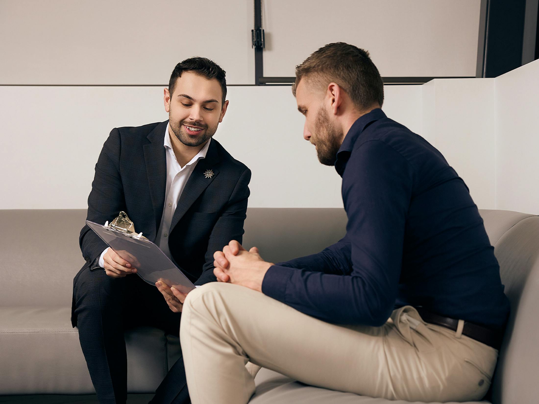 two men talking to eachother