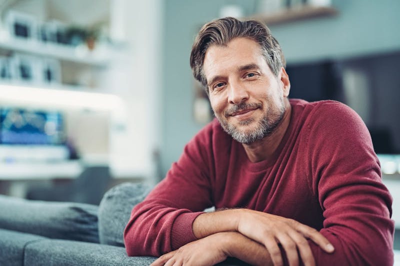 man in a red sweater
