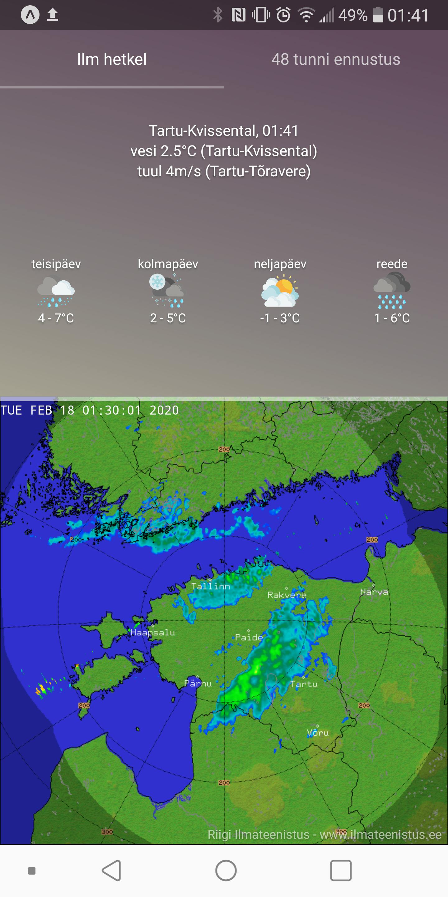 A weather app for current Estonian weather