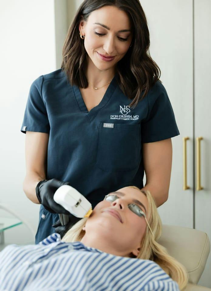 person undergoing a laser procedure