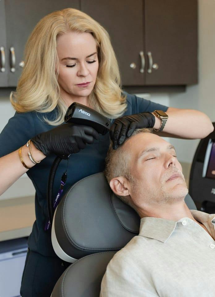 person undergoing hair restoration