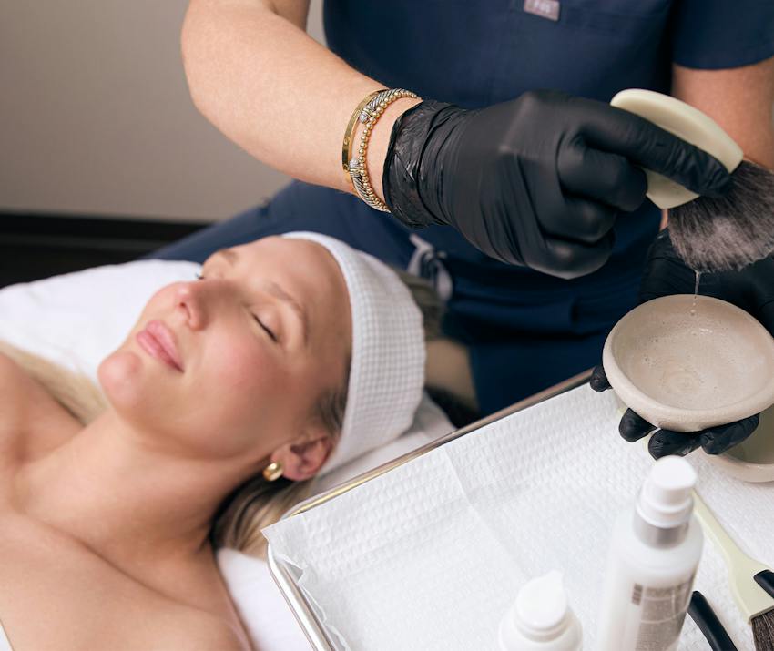 Woman getting a chemical peel