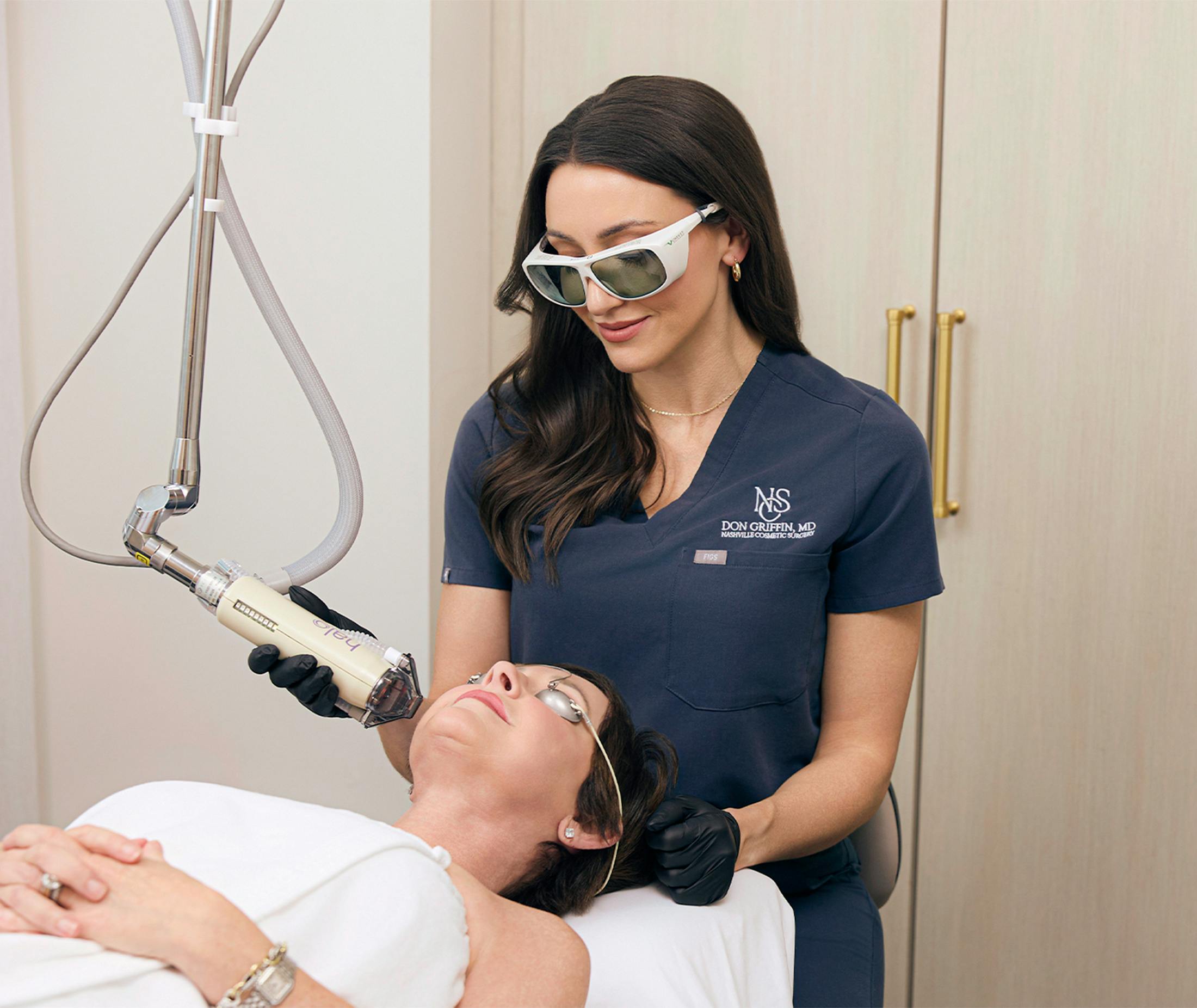 Woman getting a laser treatment