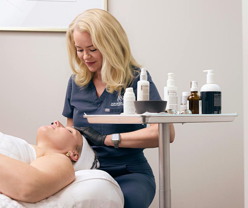 Woman getting a facial