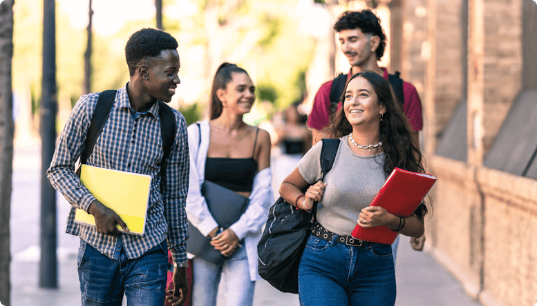 Students walking outside together