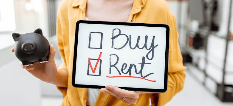 Whiteboard with buy or rent checkboxes