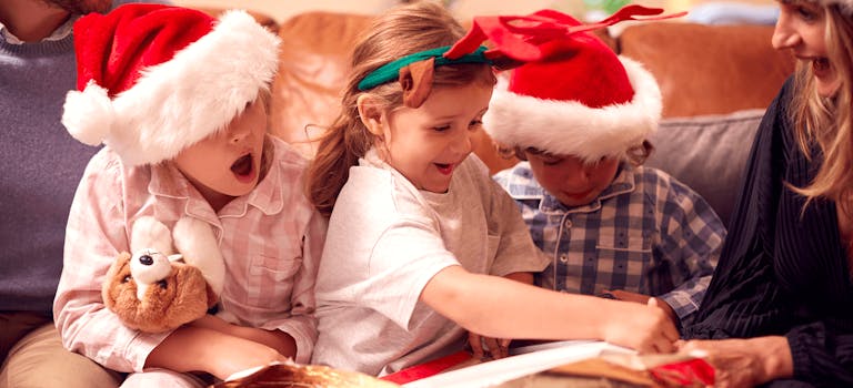 Children enjoying Christmas celebrations together