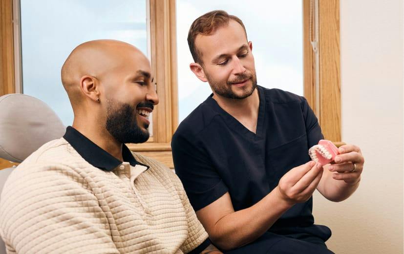 Dr. Justesen with patient
